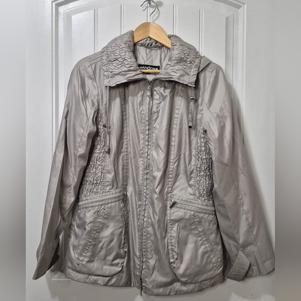 Womens Marcona Silver Gray Hooded Spring Jacket Size Medium